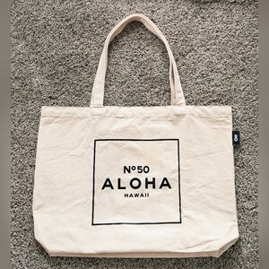 Workshop 28 No. 50 ALOHA Canvas Tote Bag, Cream/Black, Made In Hawai'i, NWOT